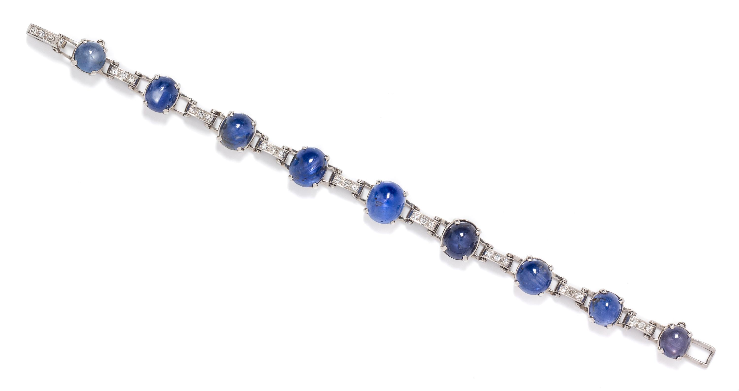 A Platinum, Sapphire and Diamond Bracelet, 18.50 dwts.