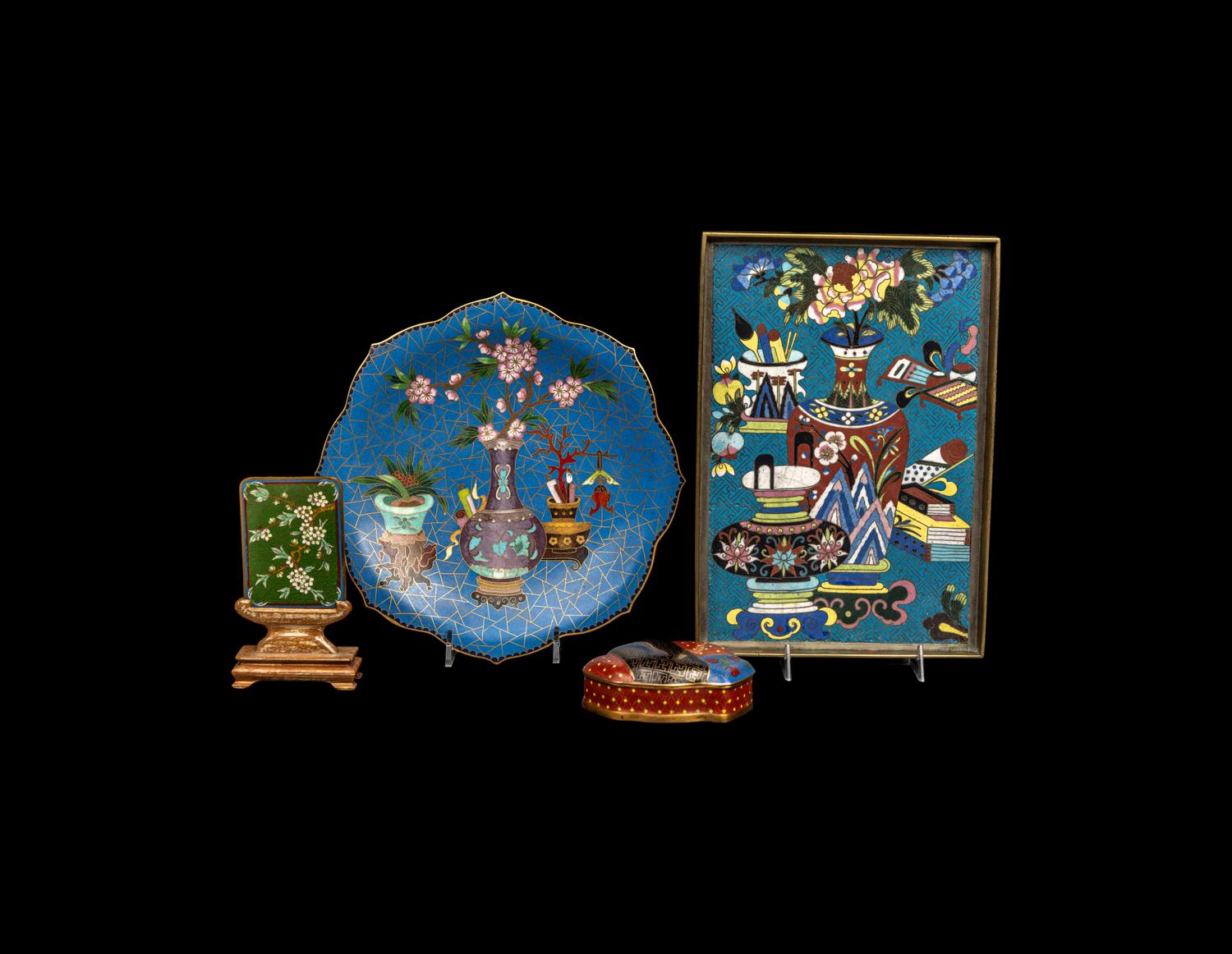 Four Chinese Cloisonné Enamel Articles
