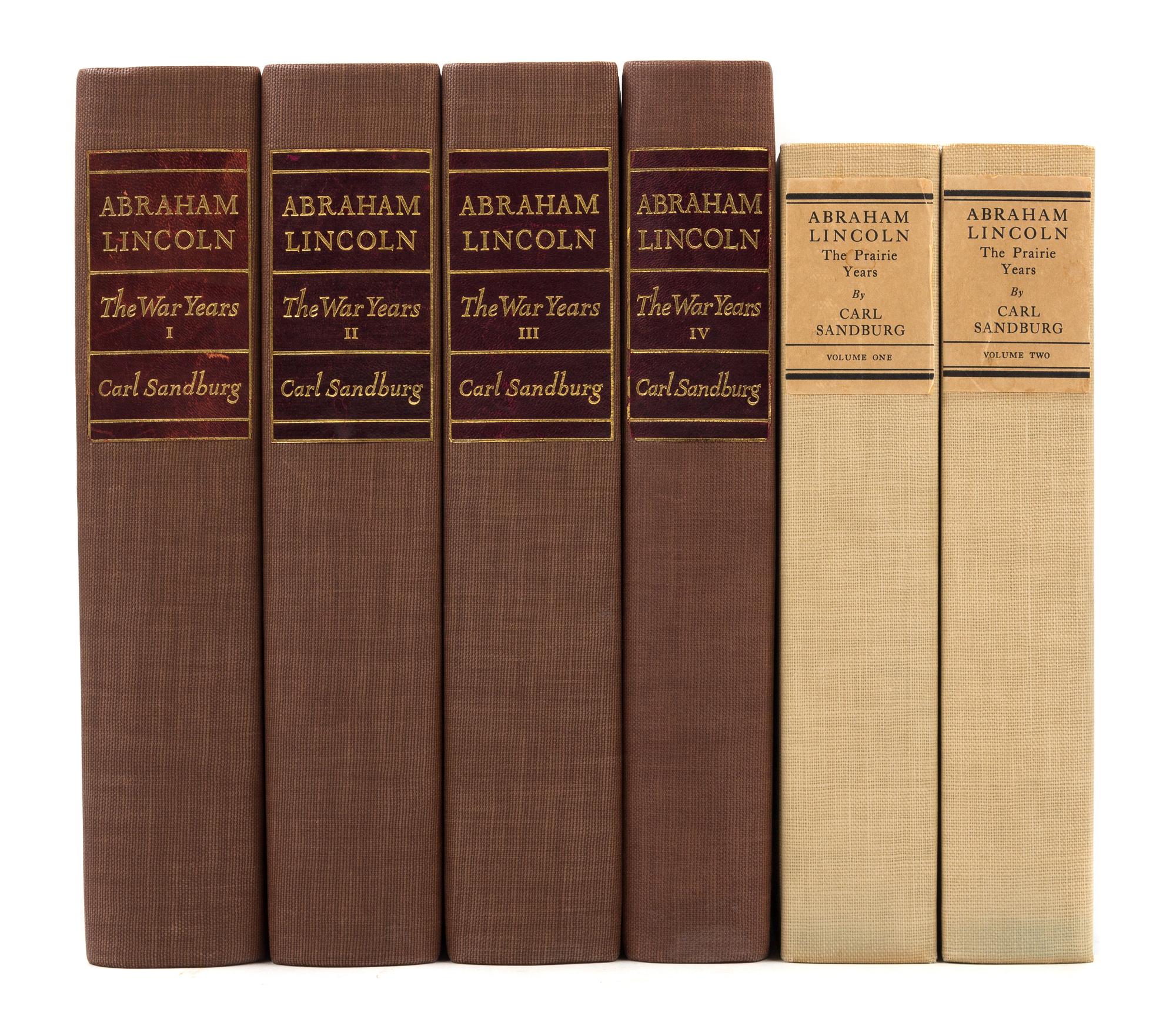 SANDBURG, Carl. Abraham Lincoln, Praire Years. -- Abraham Lincoln, The War Years. New York, 1926, 1939. FIRST LIMITED EDITIONS SIGNED.