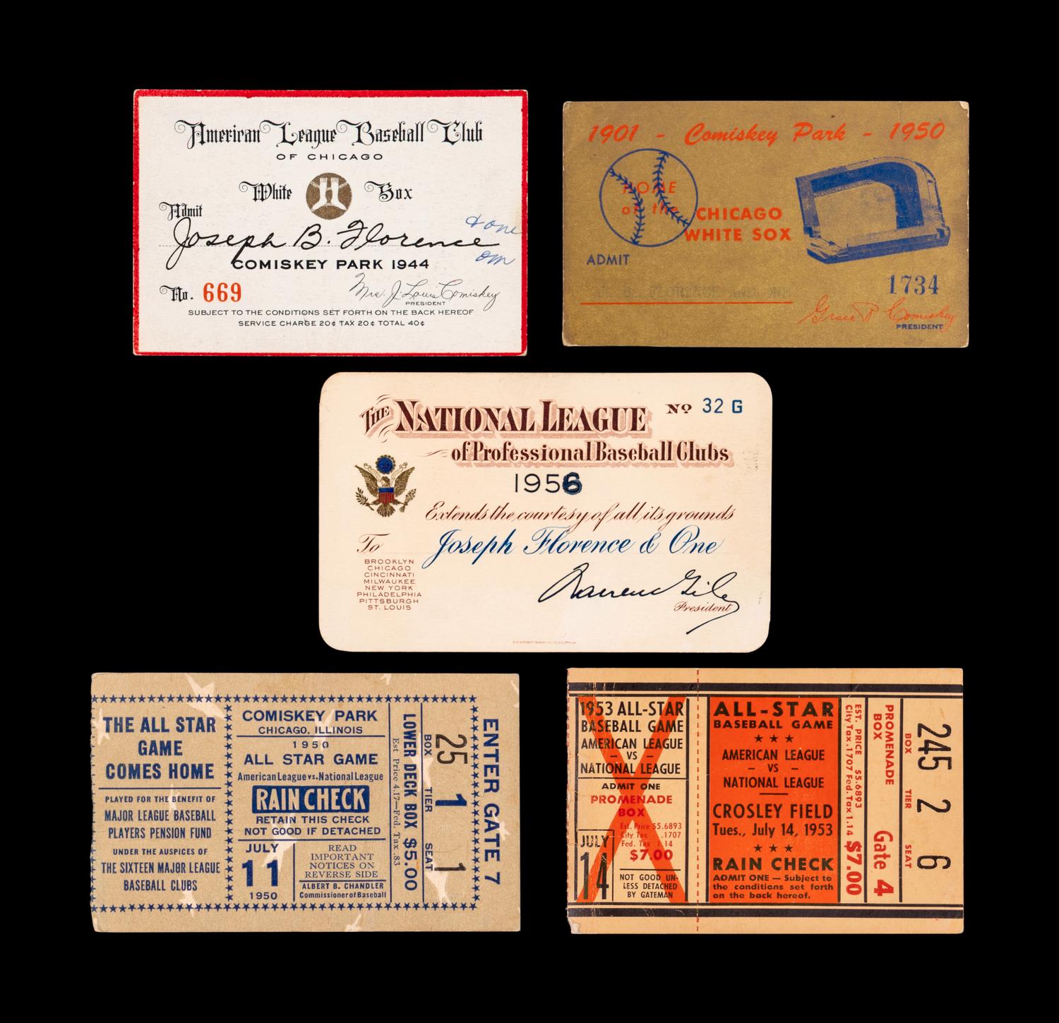 A Group of Vintage Baseball Season Passes and All-Star Game Tickets,
