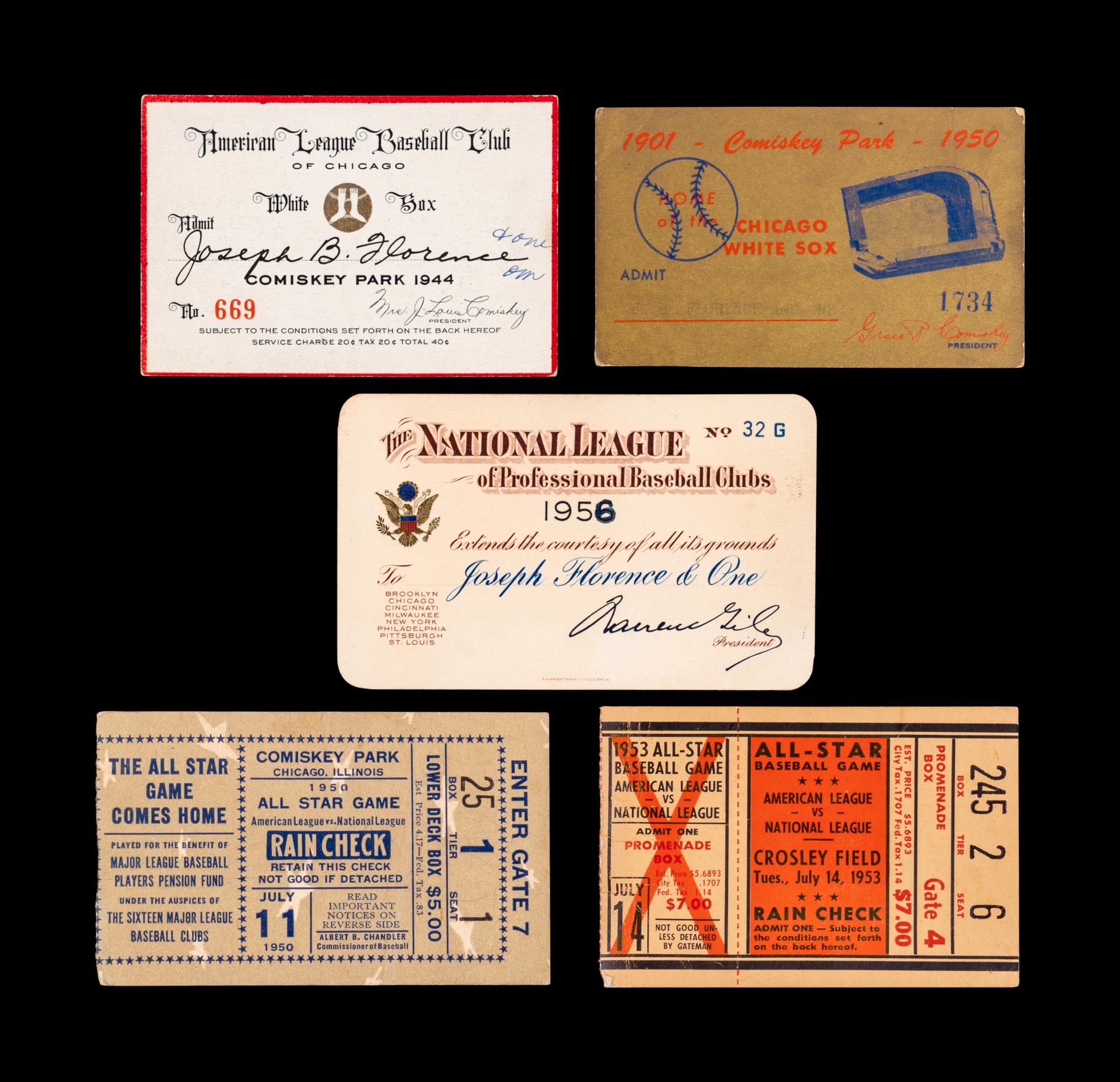 A Group of Vintage Baseball Season Passes and All-Star Game Tickets,