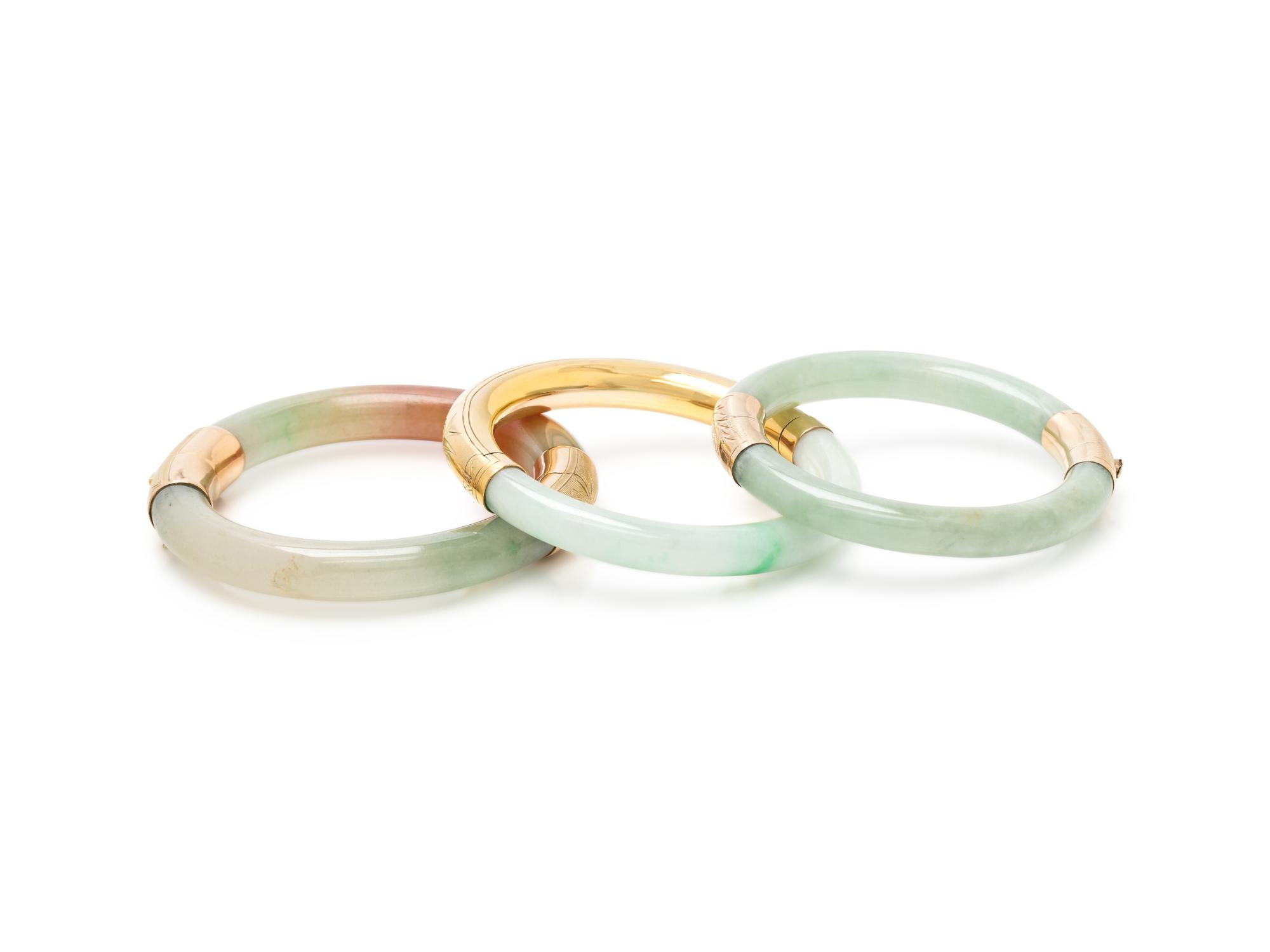 COLLECTION OF JADE BRACELETS
