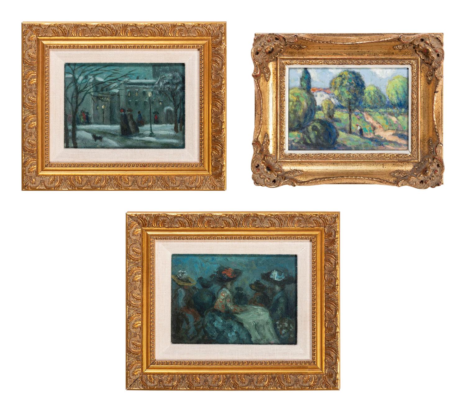 Three Works: Evening in the Square, Three Hats, and Landscape with Villa