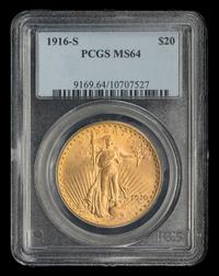 A United States 1916-S St. Gaudens $20 Gold Coin