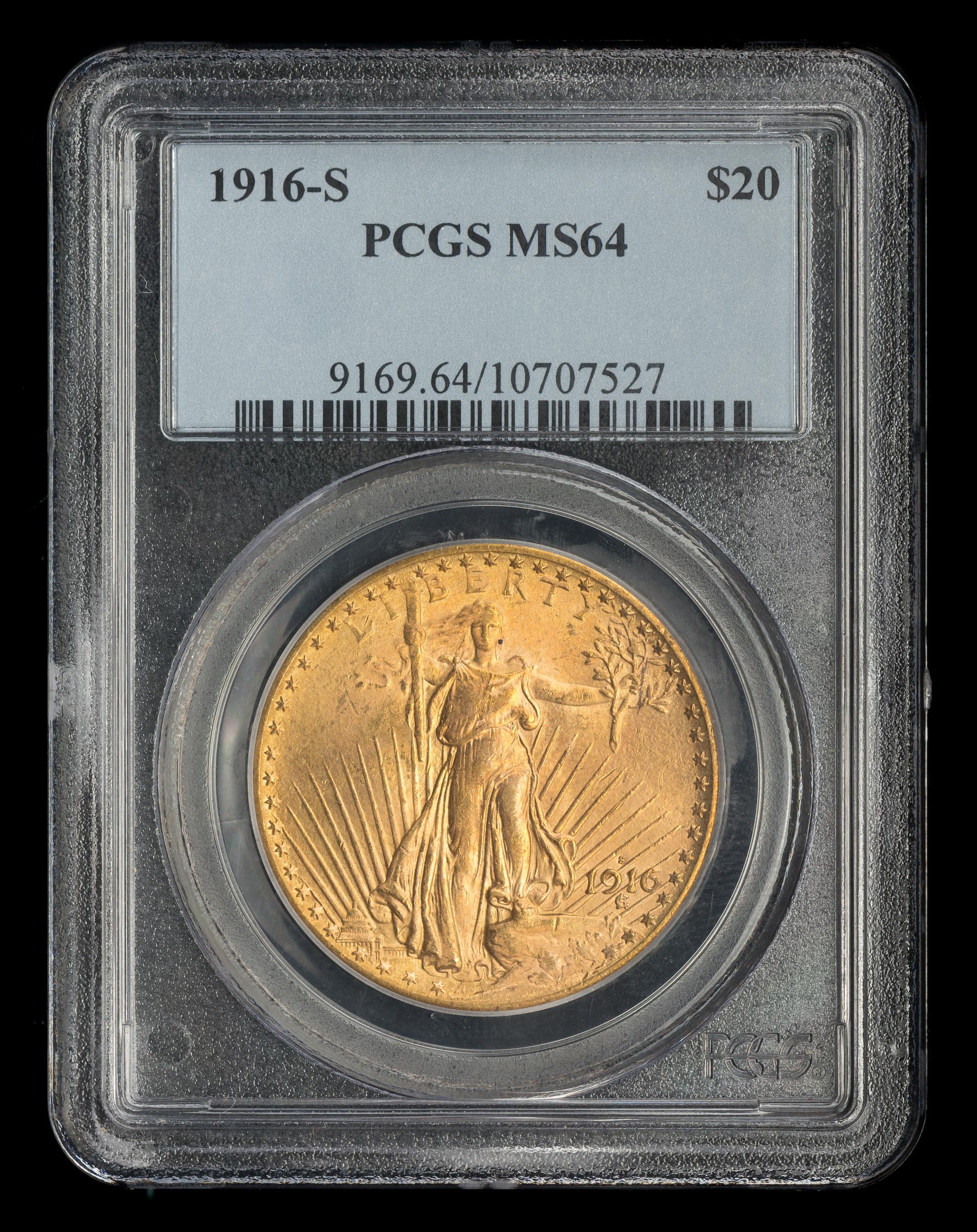 A United States 1916-S St. Gaudens $20 Gold Coin