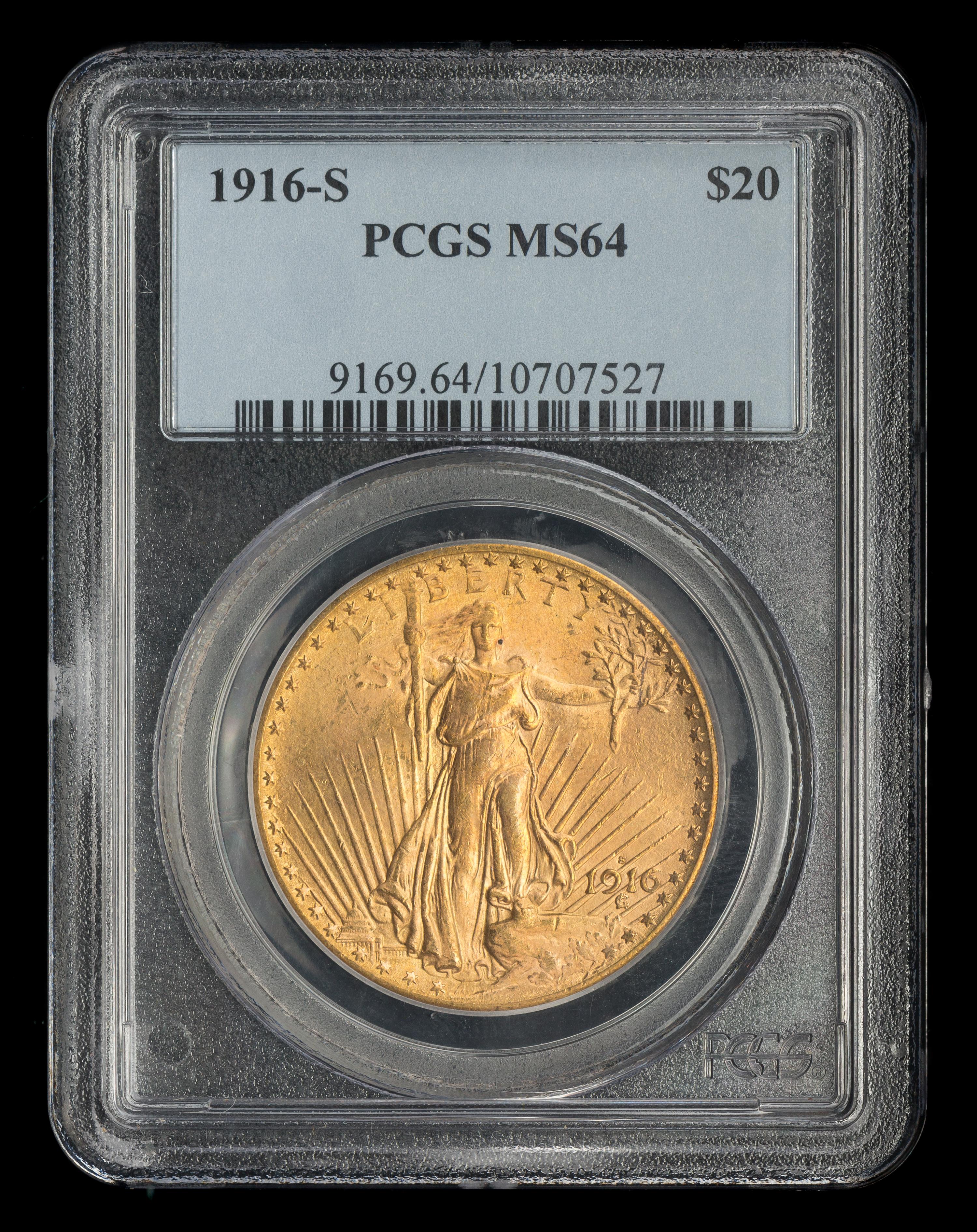 A United States 1916-S St. Gaudens $20 Gold Coin