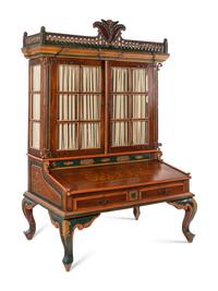 A Continental Painted Bureau Cabinet