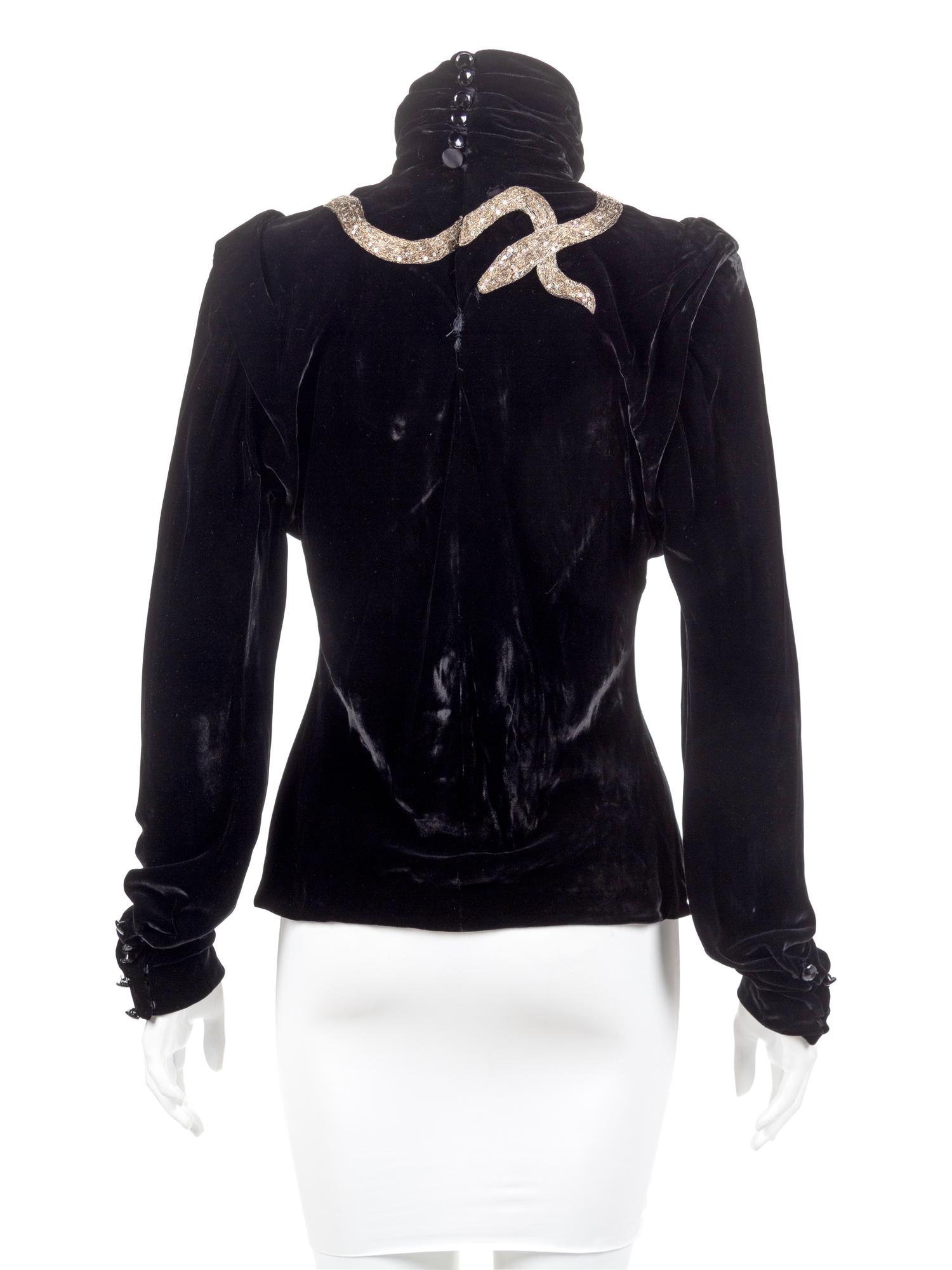Emanuel Ungaro Haute Couture Blouse with Embellished Snake, 1980s