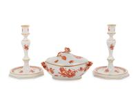 Three Herend Chinese Bouquet Porcelain Table Articles