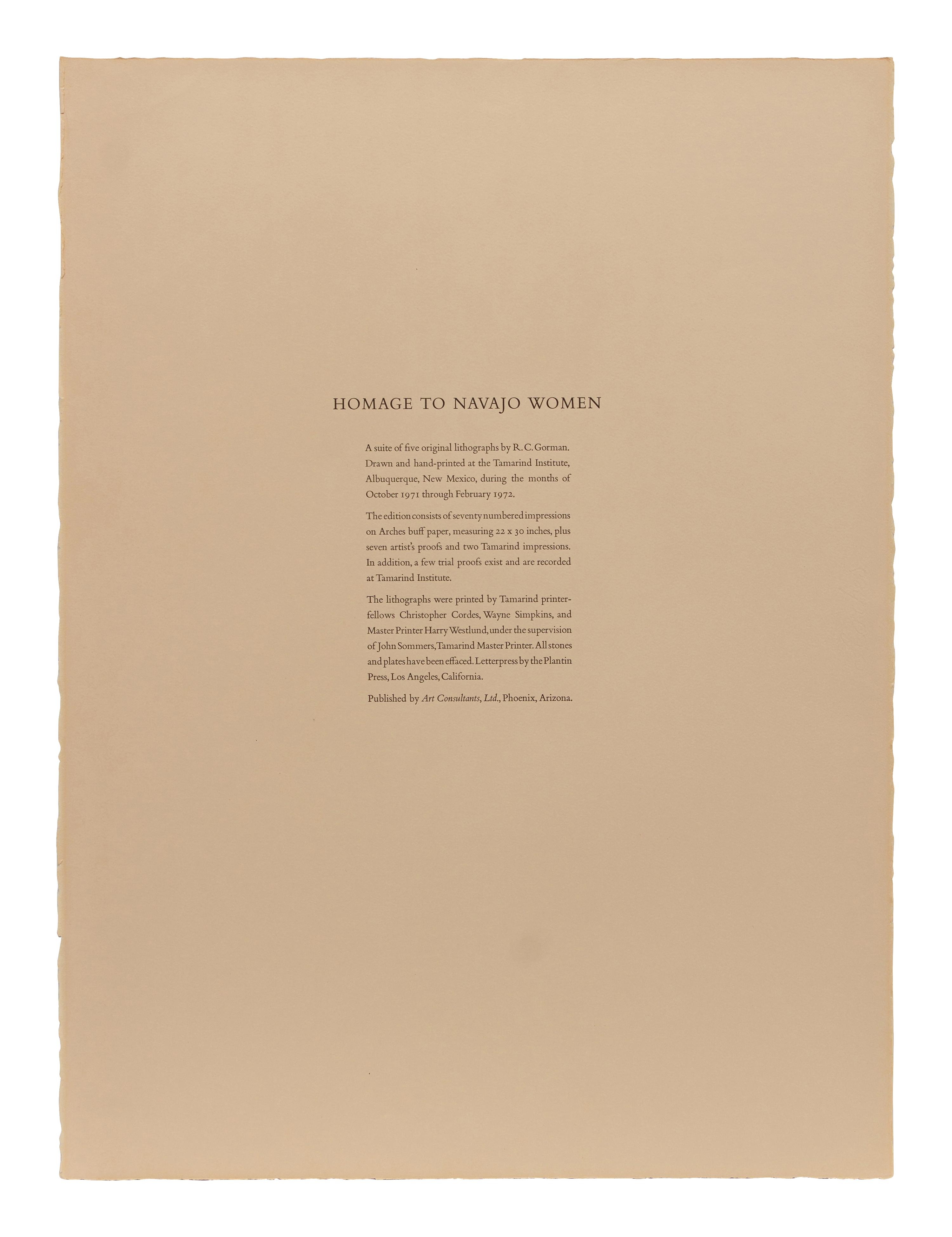 Complete Portfolio of Five Prints , Homage to Navajo Women , edition 23/70