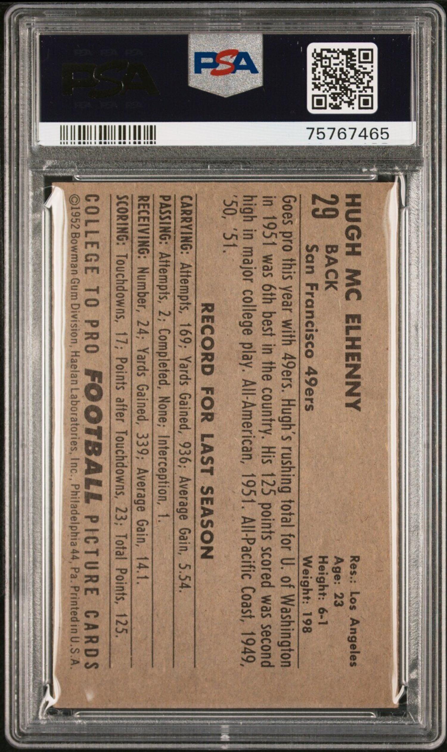 A Group of Nine 1952 Bowman Large Hall of Fame PSA Graded Football Cards,