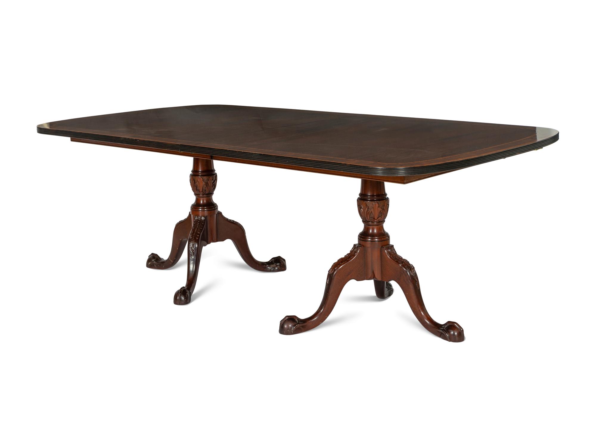 An English Mahogany Double Pedestal Dining Table