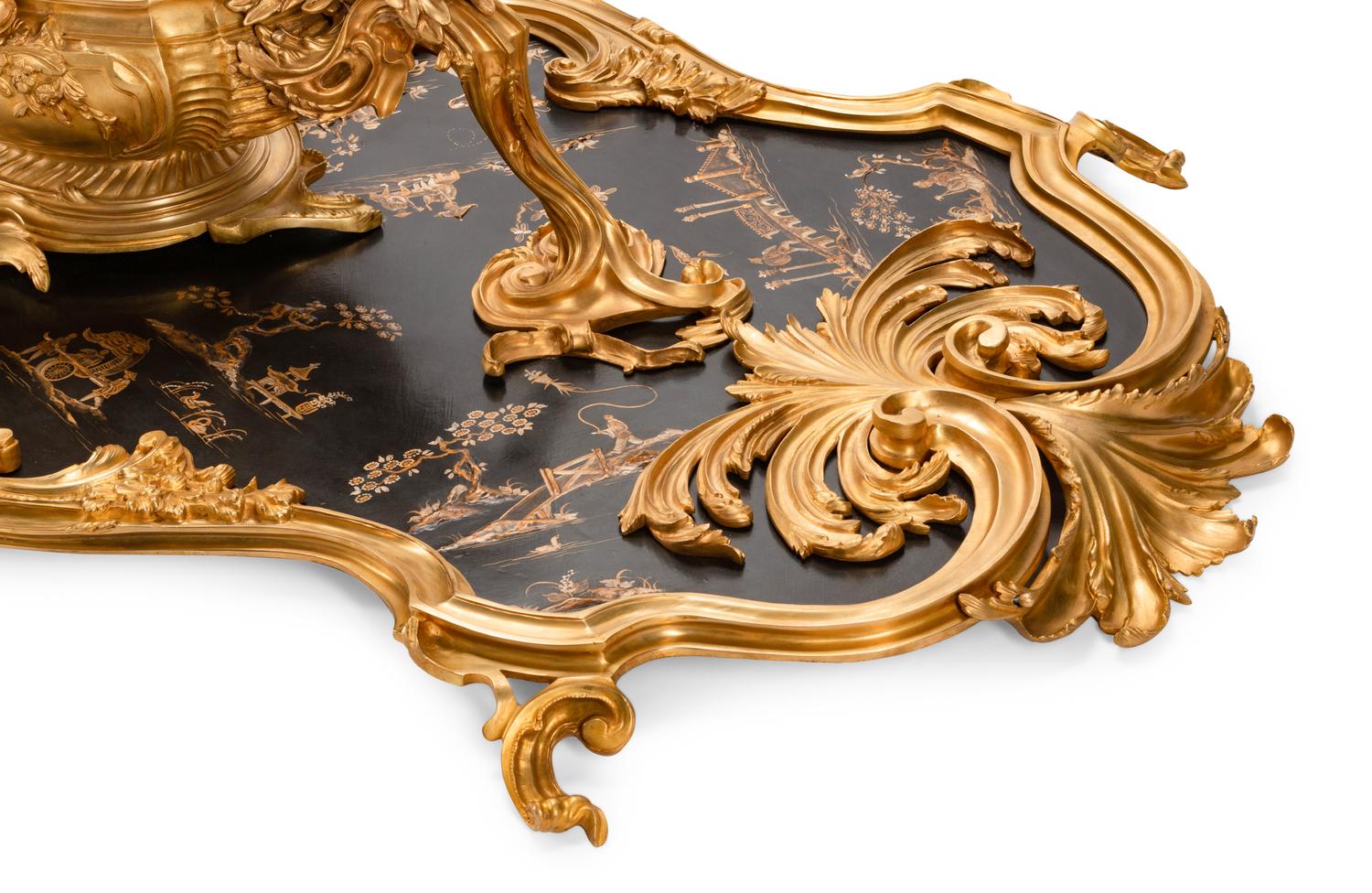A Louis XV Style Gilt Bronze and Chinoiserie Painted Table Centerpiece