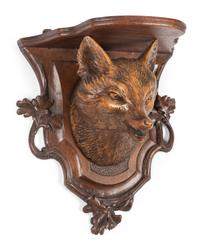 A Swiss "Black Forest" Carved Fox Wall Bracket