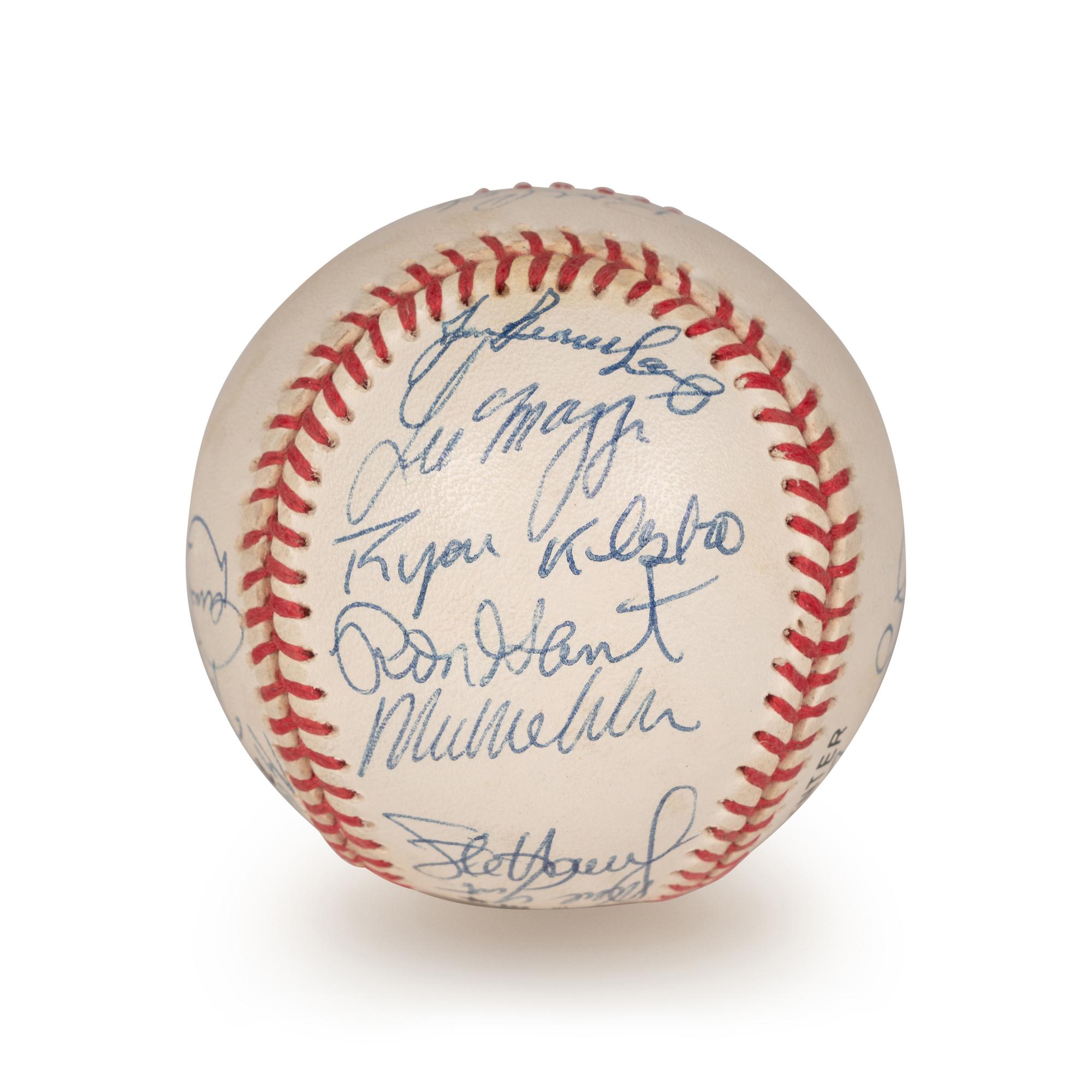 A 1992 Atlanta Braves National League Champions Team Signed Autograph Baseball With 17 Signatures (Beckett Authentication Services Letter BAS Certified),