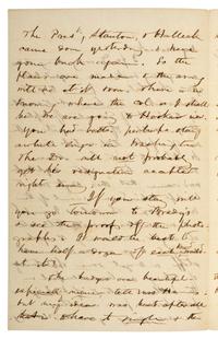 CHAMBERLAIN, Joshua (1828-1914). Autograph letter to his wife Fanny in which he discusses the corps badges made for him by Fanny and the family's housekeeper. N.p., [9 April 1863].