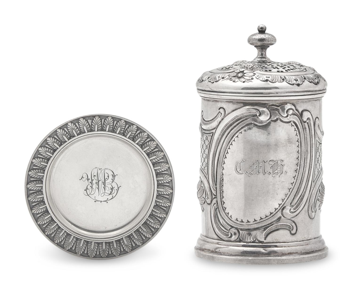 An Assembled Group of Sterling Silver Floral Repousse Tablewares, Tiffany & Co., New York, NY, Dates Ranging 1853 to Late 19th Century