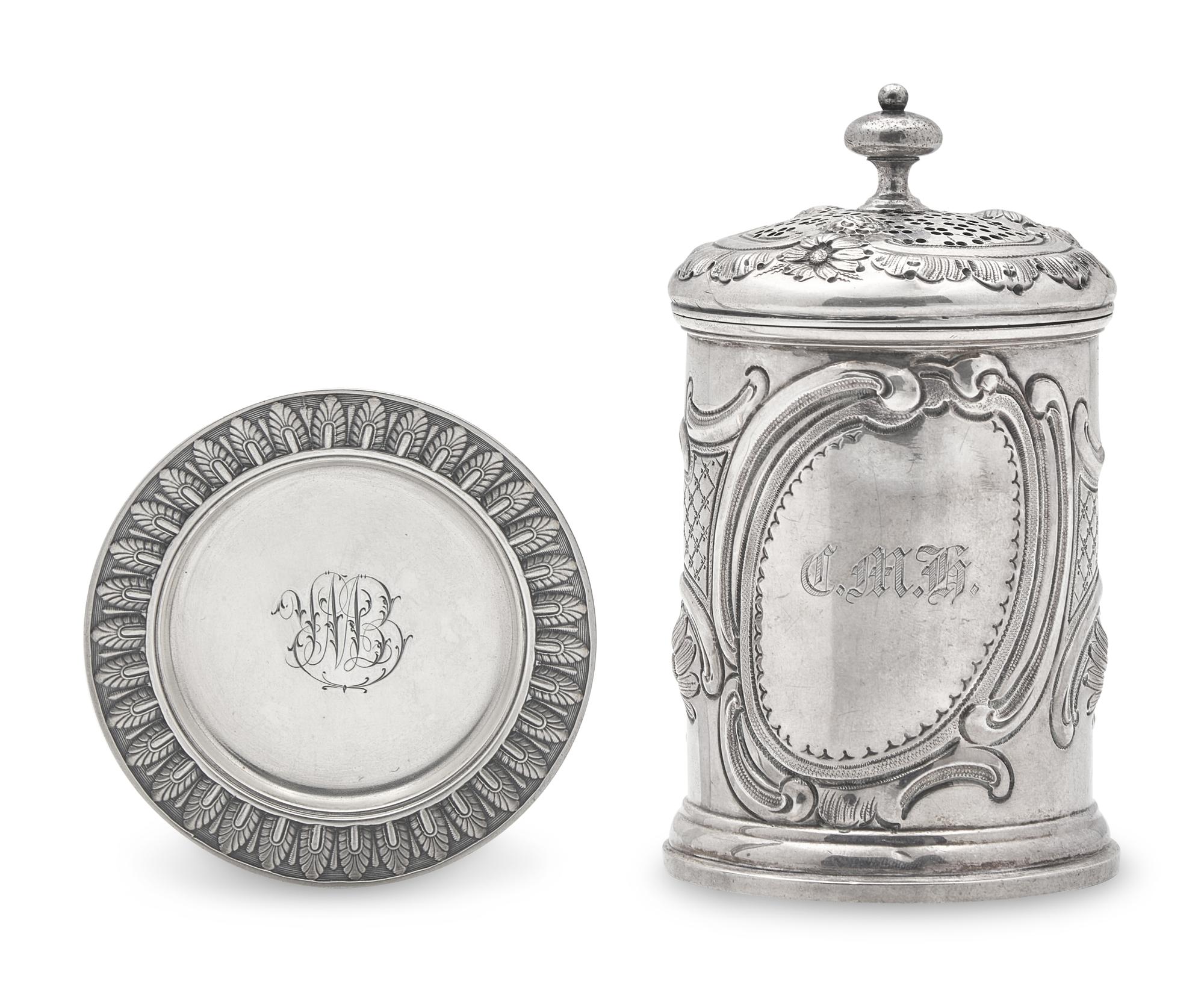 An Assembled Group of Sterling Silver Floral Repousse Tablewares, Tiffany & Co., New York, NY, Dates Ranging 1853 to Late 19th Century