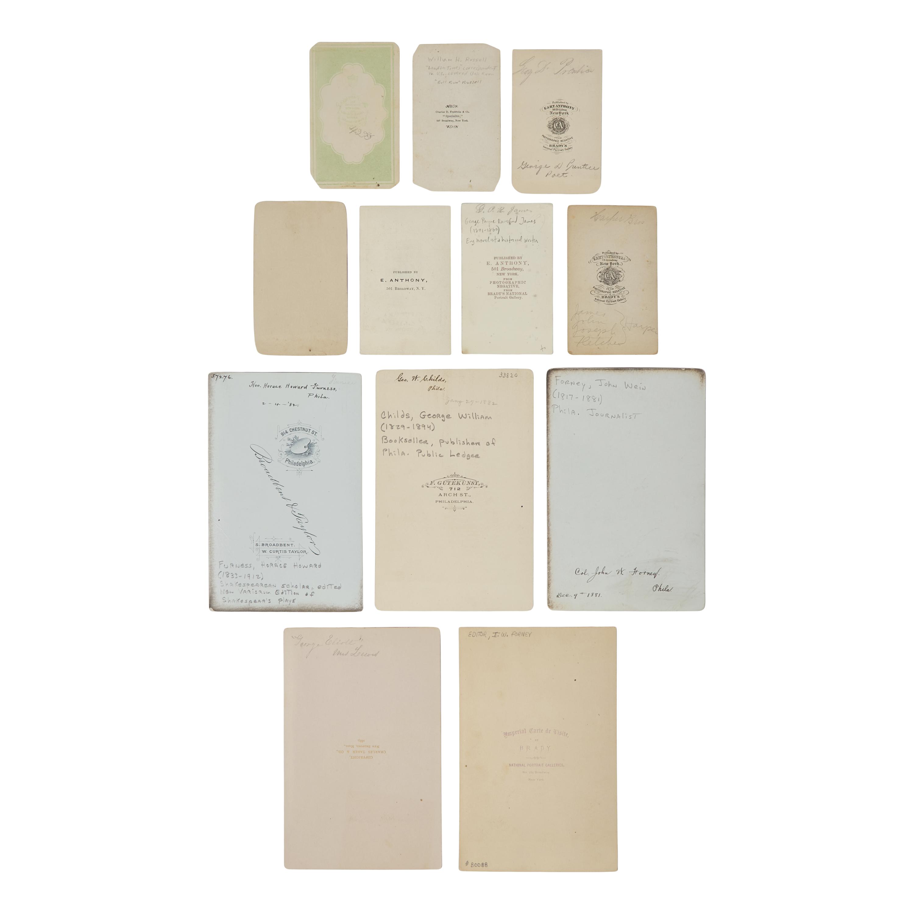 [Americana] G roup of 20 items related to writers and publishers including George Curtis, Marcus Pomeroy, and the Harper Brothers