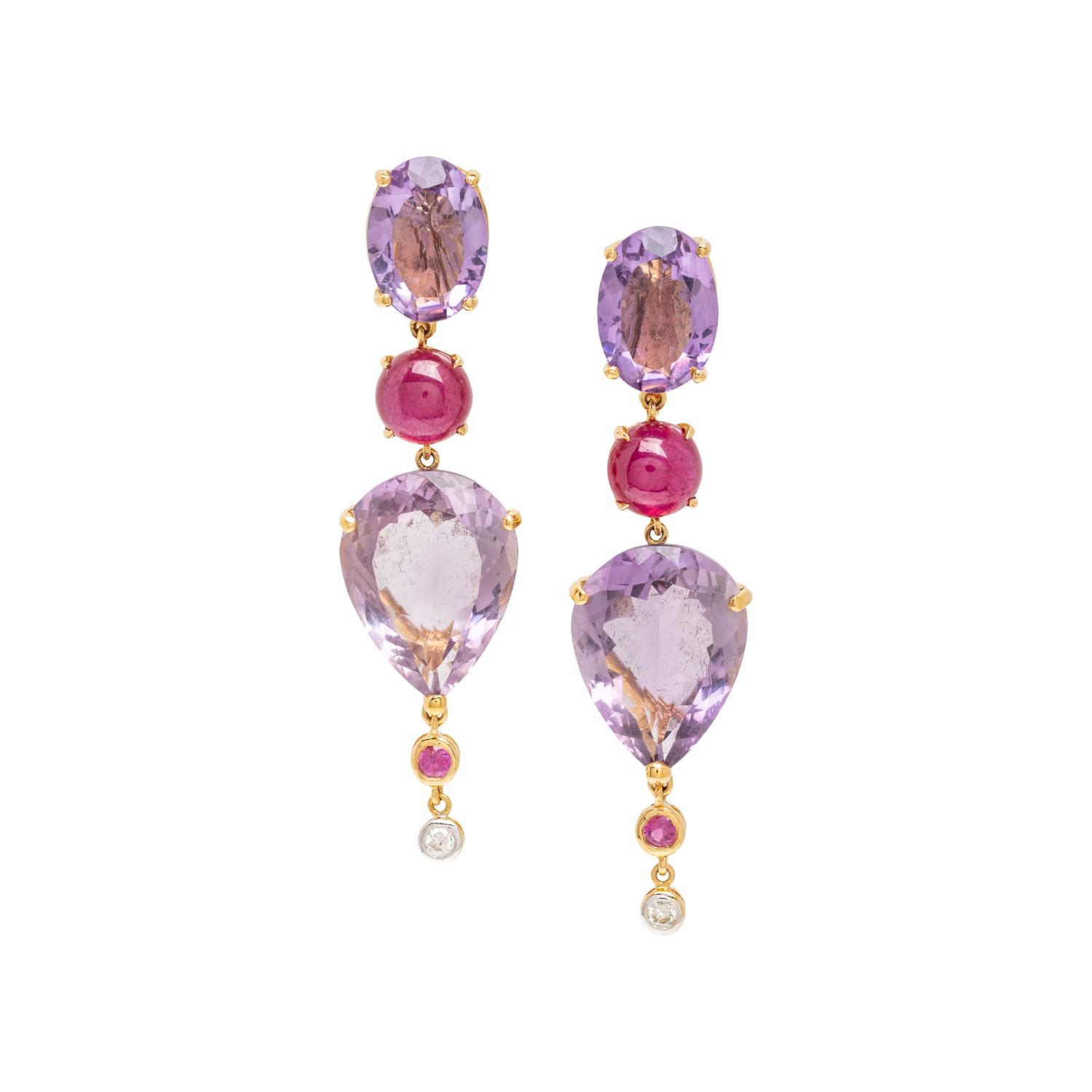 YELLOW GOLD AND MULTIGEM EARRINGS