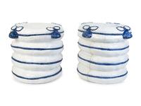 A Pair of Italian Glazed Terracotta Pillow-Form Stools — 20TH CENTURY
