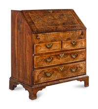 A George II Burl Walnut Slant-Front Bureau