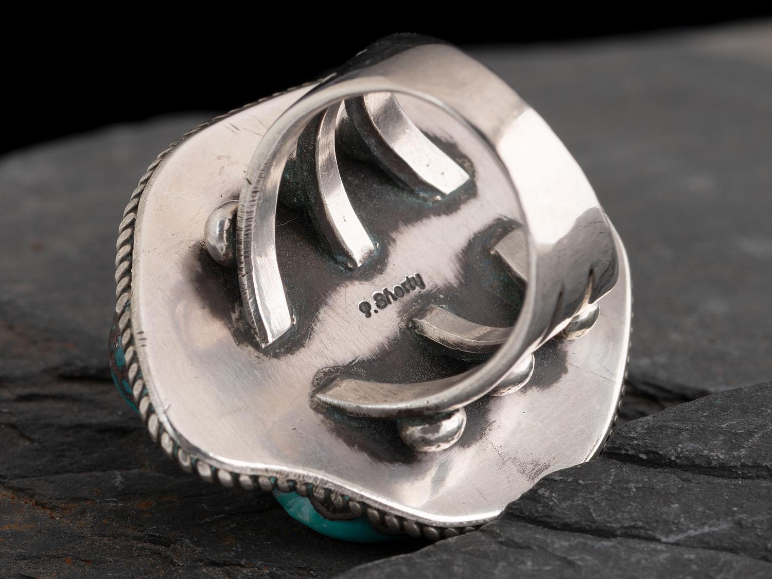 Large Silver and Turquoise Nugget Ring