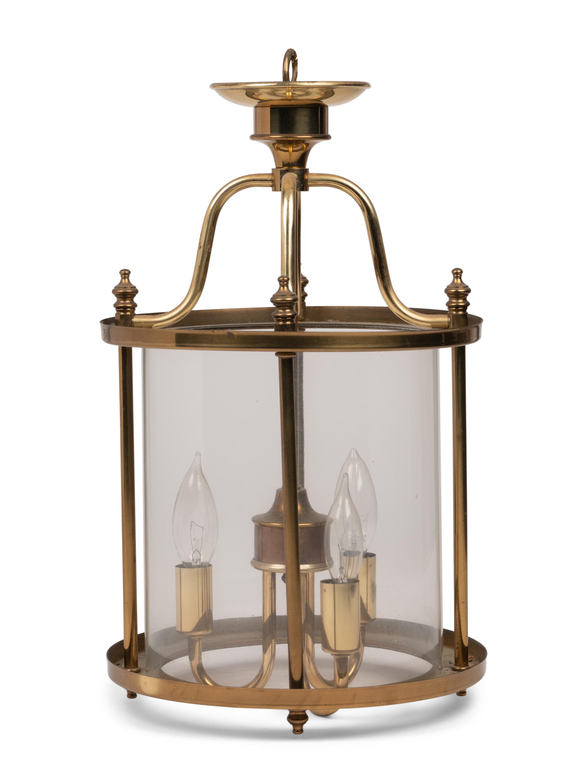 A Brass Three-Light Hall Lantern