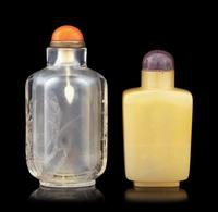 Two Carved Precious Stone Snuff Bottles
