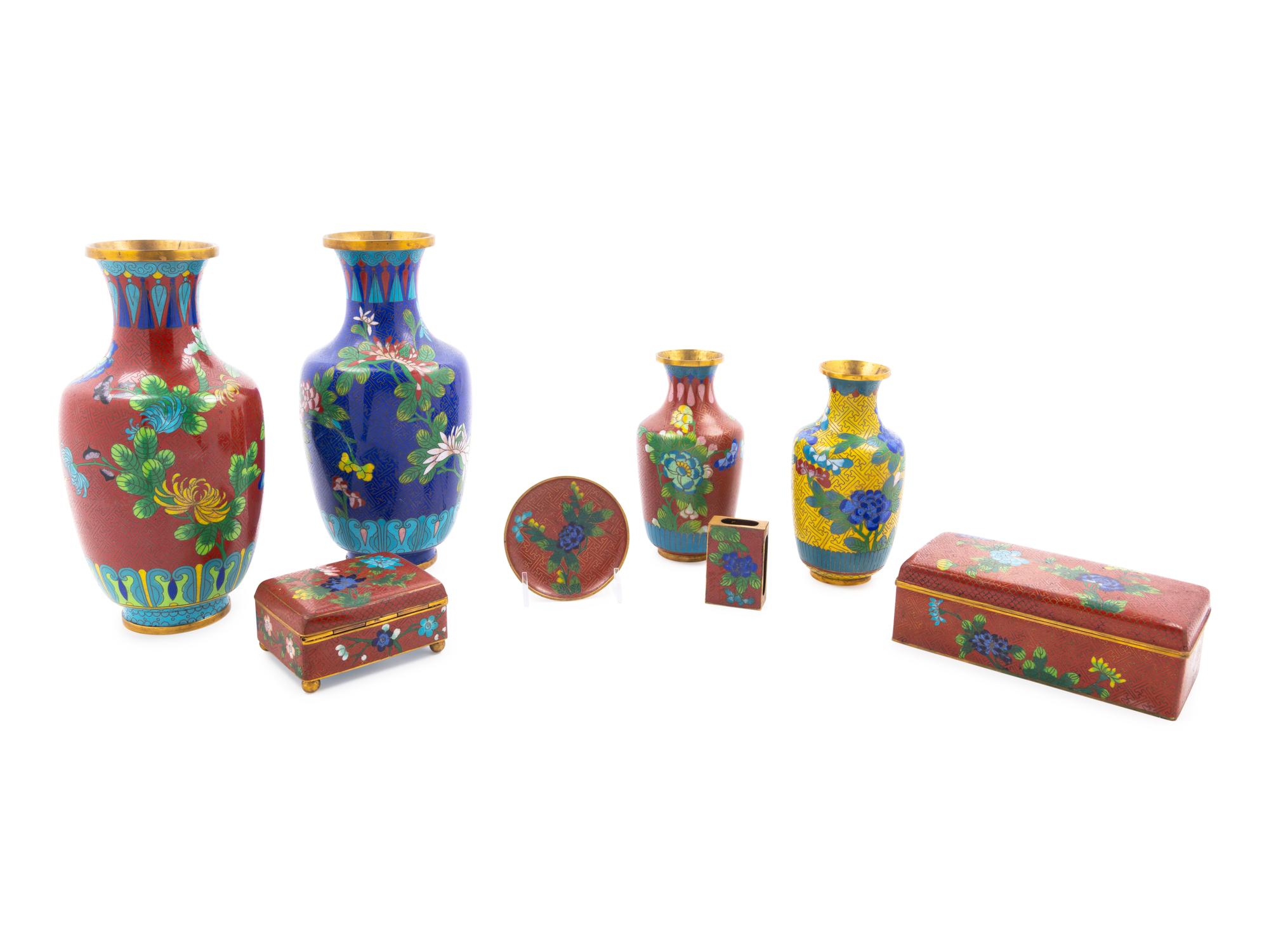 Eight Chinese Cloisonné Enamel Articles