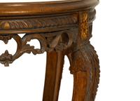A Pair of Louis XV/XVI Transitional Carved Walnut Gueridons with Inset Glass Tops — 19TH/20TH CENTURY