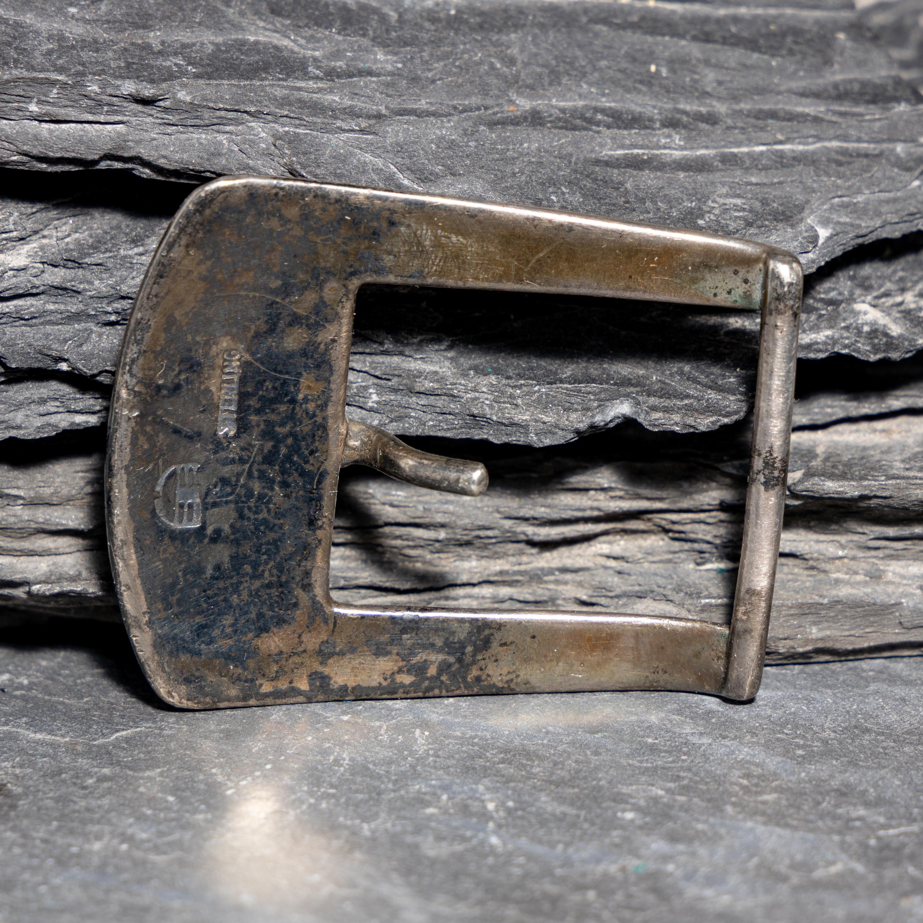 The White Hogan Silver Shop (Shop, 1946-2006) — Sterling Silver and Turquoise Belt Buckle