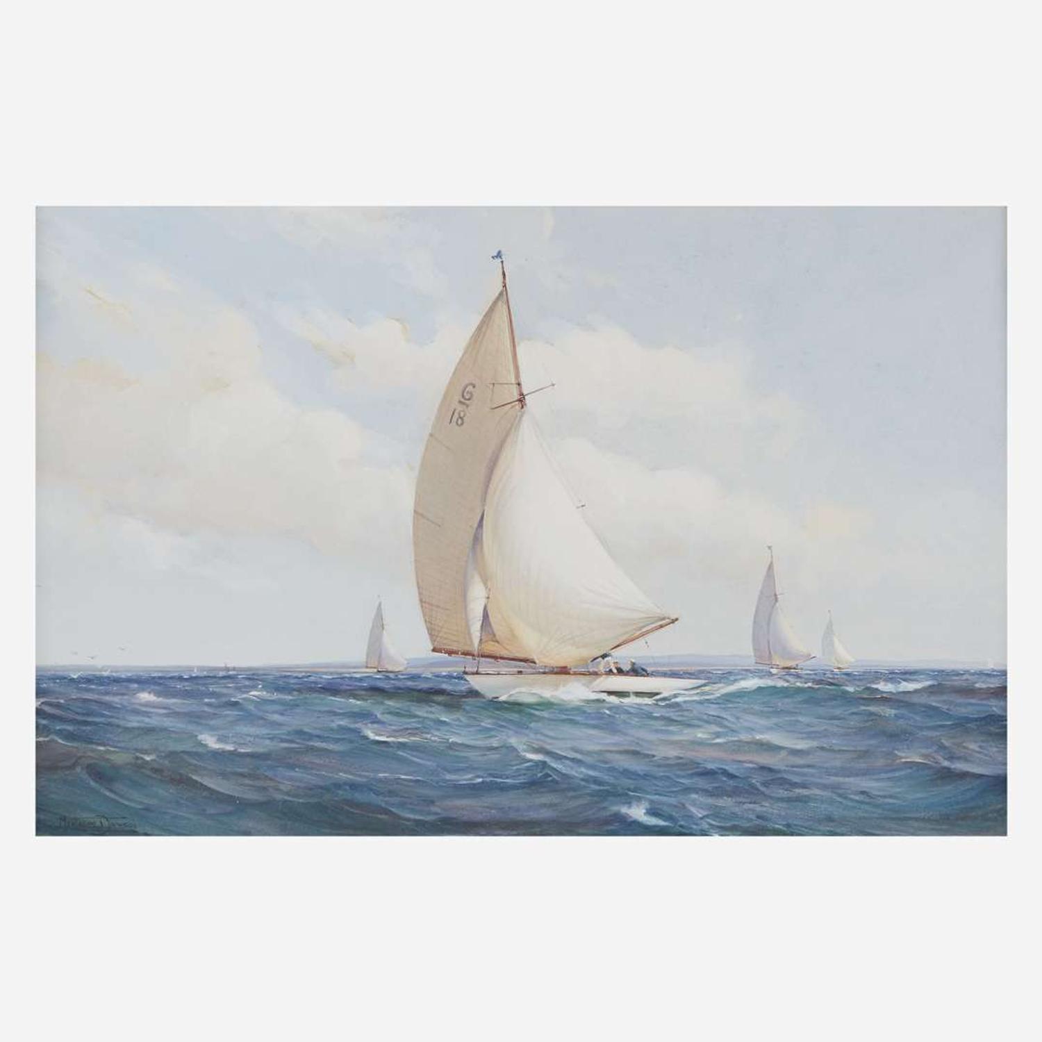 Montague Dawson (British, 1895-1973) The Racing Six