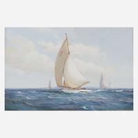 Montague Dawson (British, 1895-1973) The Racing Six