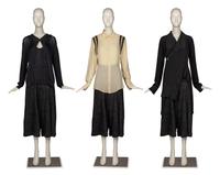 Ann Demeulemeester Sweater, Jean Paul Gaultier Blouse, Yohji Yamamoto Jacket, and Gianfranco Ferré Pant, 1990s
