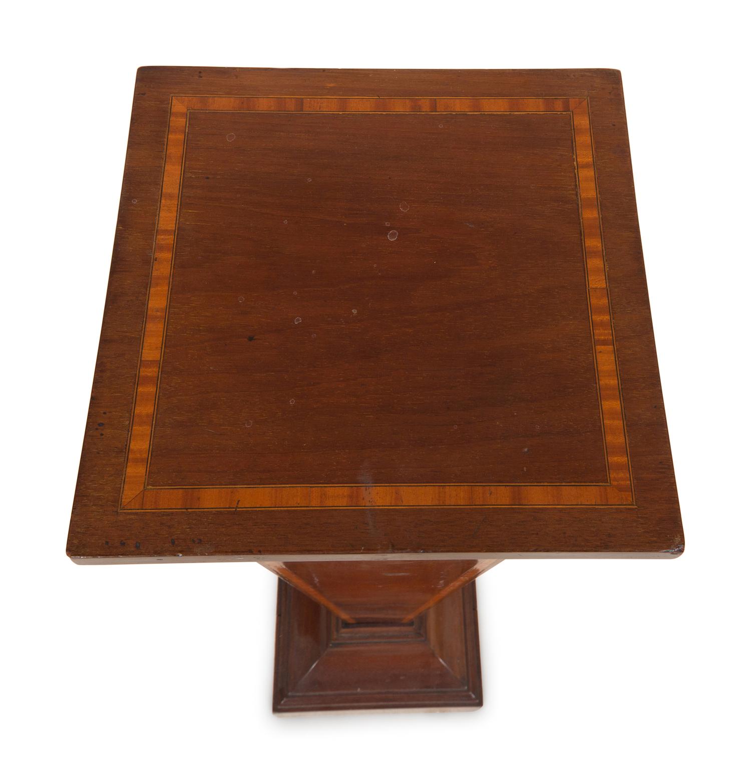 An Edwardian Satinwood Inlaid Mahogany Pedestal