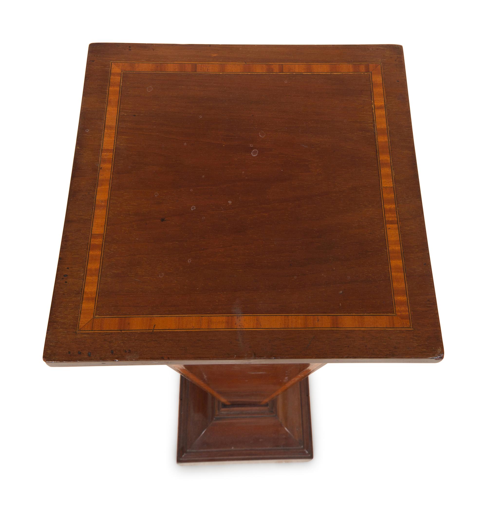 An Edwardian Satinwood Inlaid Mahogany Pedestal