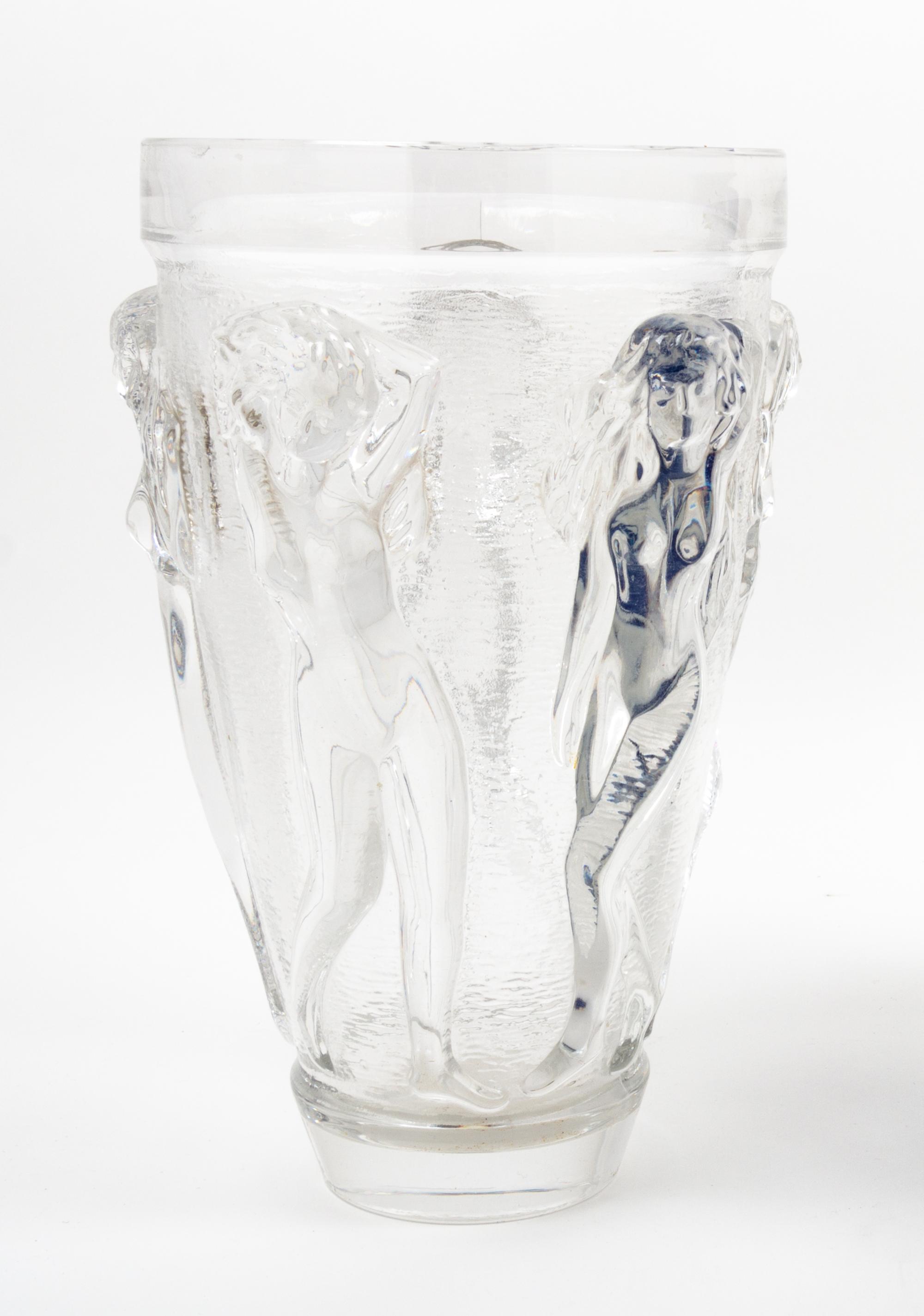 A Lalique Style Molded Glass Vase Height 10 1/2 inches. — 20TH CENTURY