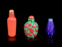Three Chinese Peking Glass Snuff Bottles