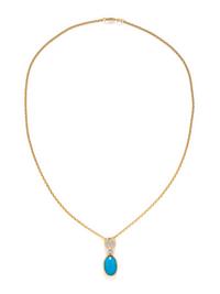 TURQUOISE, MOONSTONE AND DIAMOND PENDANT/NECKLACE