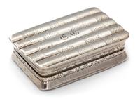 A George III Silver Vinaigrette, Joseph Willmore, Birmingham, 1790, having an undulating rim decorated with a stippled checker design.