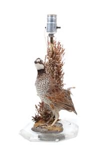 Two Polychrome Metal Table Lamps Height of tallest 35 inches.