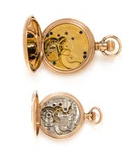 A Collection of Tricolor Gold Filled, Diamond and Ruby Hunter Case Pocket Watches, Elgin, Circa 1890 and 1899, 64.40 dwts.