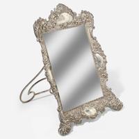 A sterling silver floral repoussé dressing mirror Reed & Barton, Taunton, MA, early 20th century