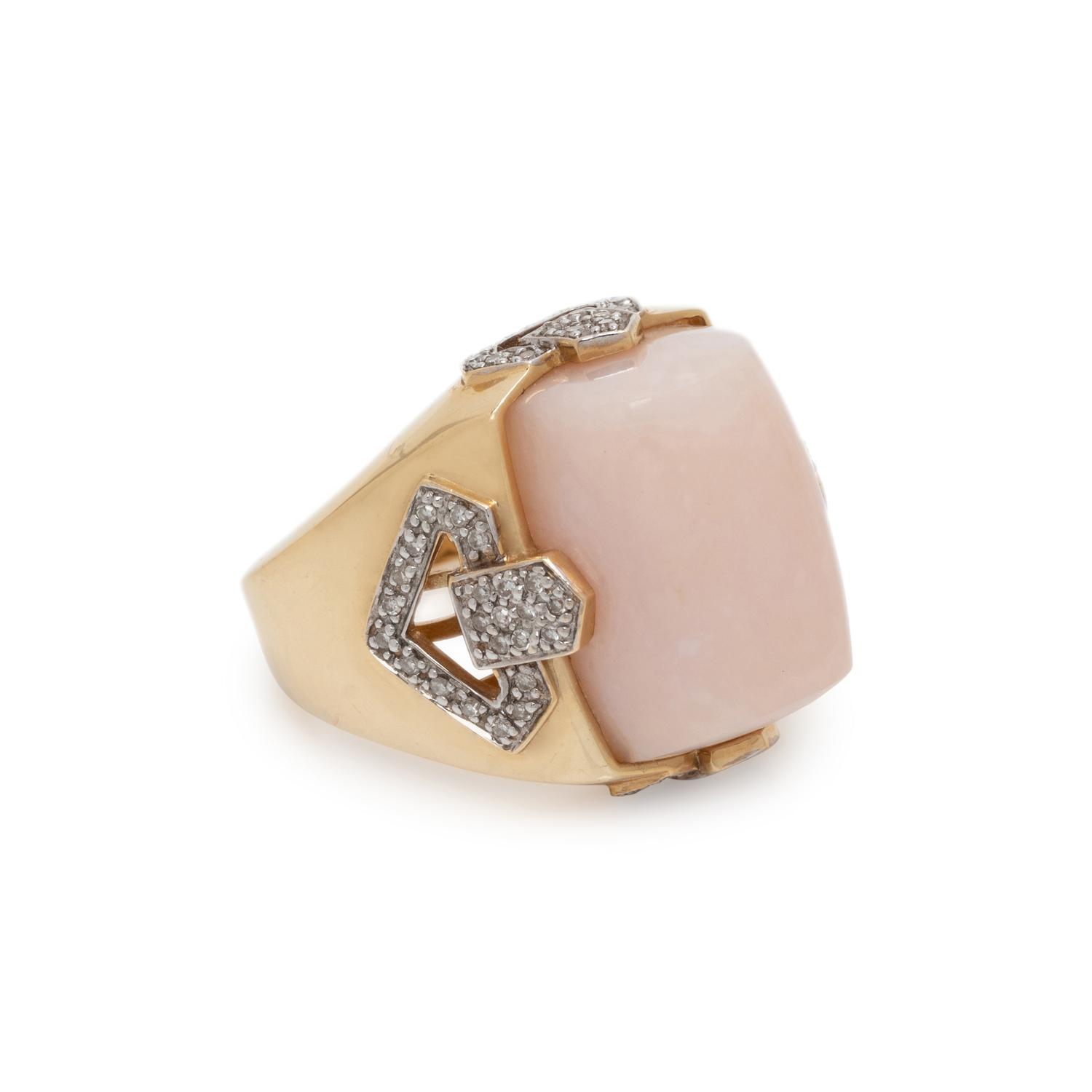 PINK OPAL AND DIAMOND RING