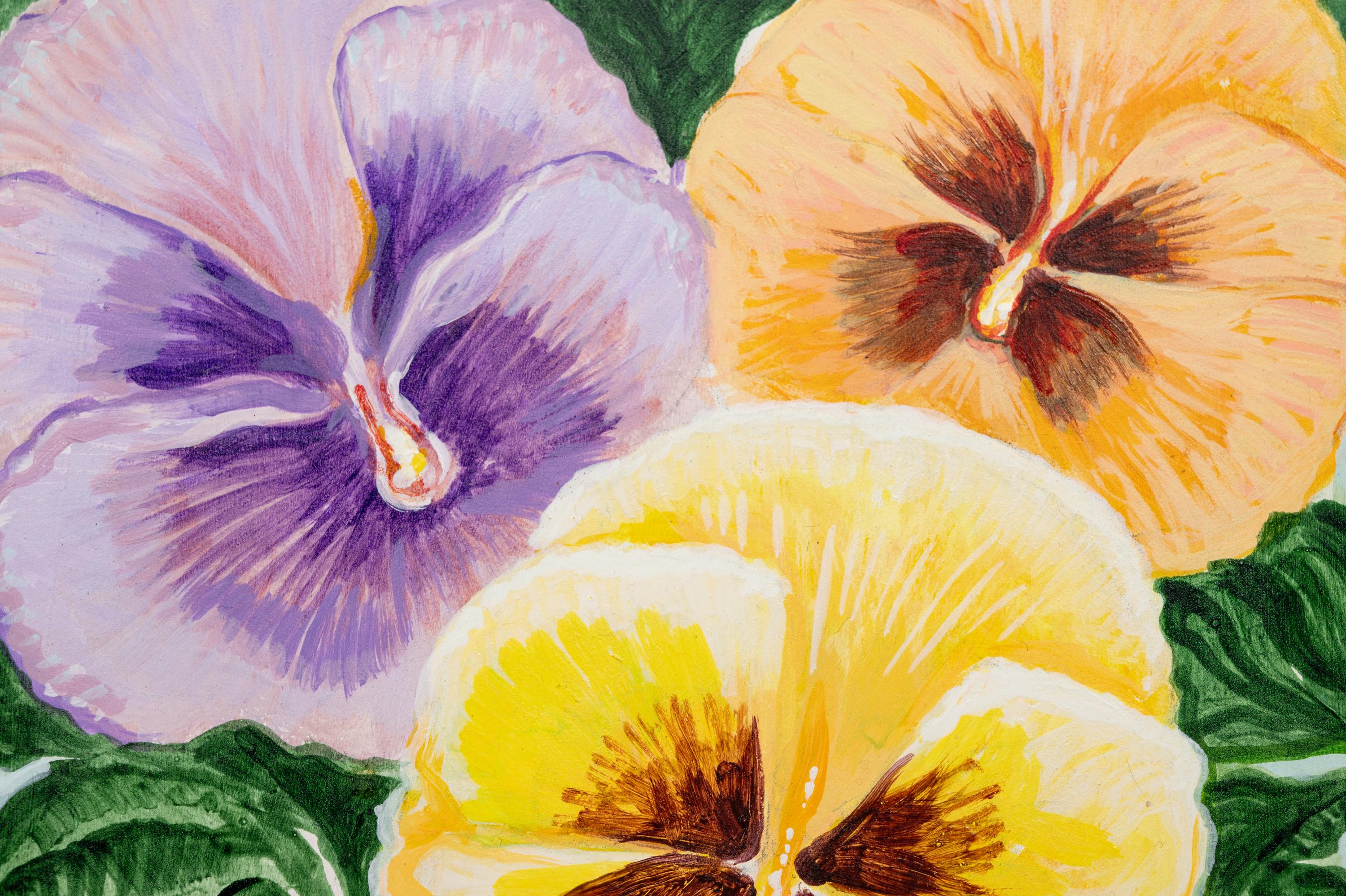 Day Lillies and Pansies (A Pair of Works)
