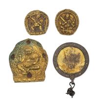 Four Tibetan Gilt Bronze Panels