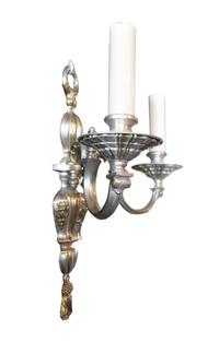 A Pair of American Silver Wash Sconces 12.75" W x 8.5" D x 16" H — United States, Circa 1920