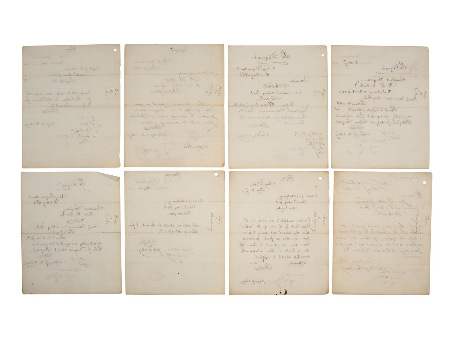 [CIVIL WAR] -- WELLES, Gideon (1802-1878). Small archive containing telegrams signed by Secretary of the Navy Gideon Welles in May 1865, and other correspondence.