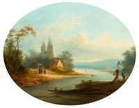 Artist Unknown, (19th century), Lake Landscape with Figures, 1852